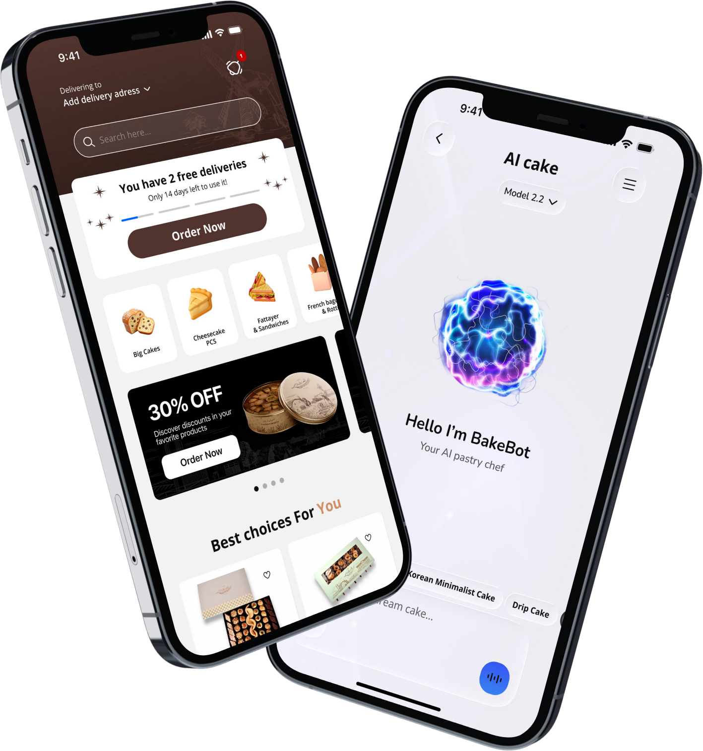 The app home screen. The AI cake studio
