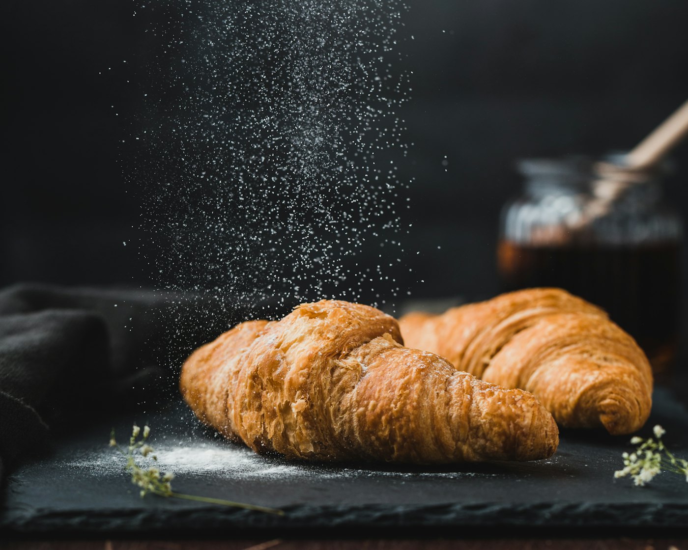 Croissants on a dark table